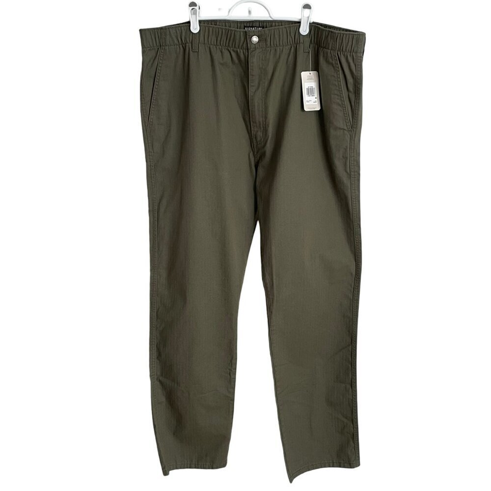 NWT Levi Strauss Signature Chino Olive Green Pants Straight Leg Elastic Size XXL